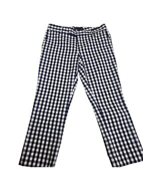Banana Republic Mad Men Cropped Pants Size 4 Navy Blue White Gingham Check